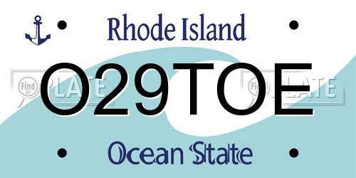 O29TOE Rhode Island License Plate