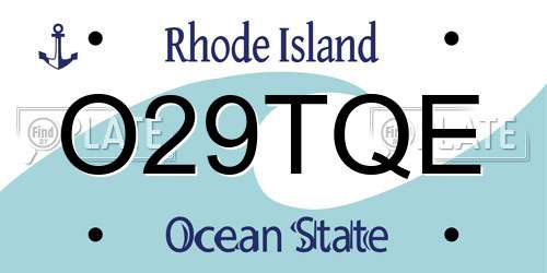 O29TQE Rhode Island License Plate