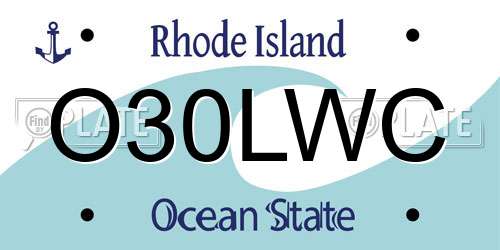 O30LWC Rhode Island License Plate