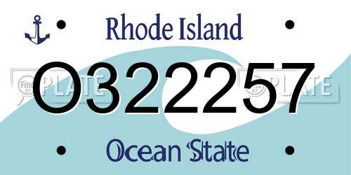 O322257 Rhode Island License Plate