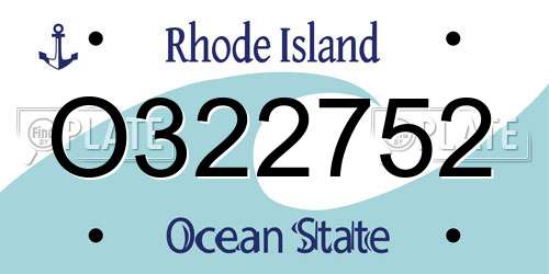 O322752 Rhode Island License Plate