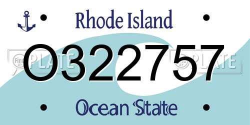 O322757 Rhode Island License Plate