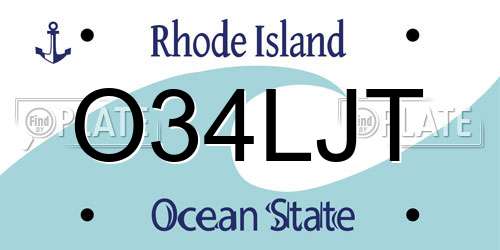 O34LJT Rhode Island License Plate