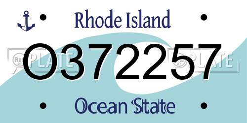 O372257 Rhode Island License Plate