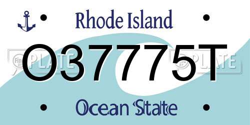 O37775T Rhode Island License Plate