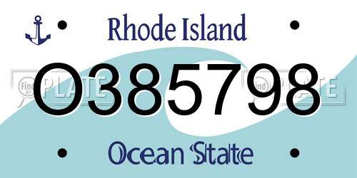 O385798 Rhode Island License Plate