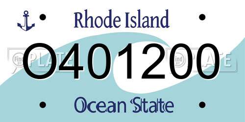 O401200 Rhode Island License Plate