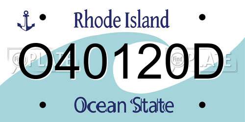 O40120D Rhode Island License Plate