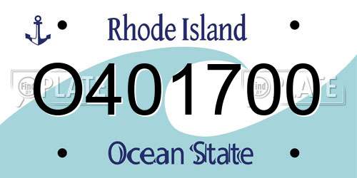 O401700 Rhode Island License Plate
