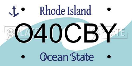 O40CBY Rhode Island License Plate