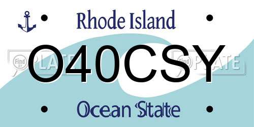 O40CSY Rhode Island License Plate