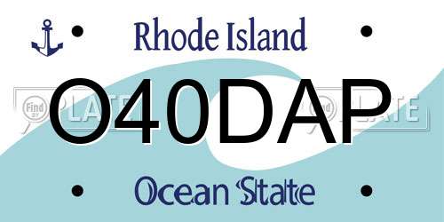 O40DAP Rhode Island License Plate