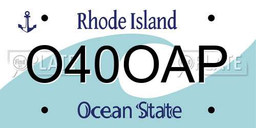 O40OAP Rhode Island License Plate