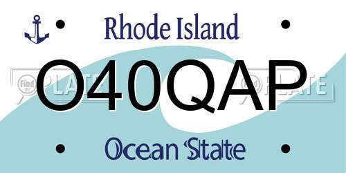 O40QAP Rhode Island License Plate