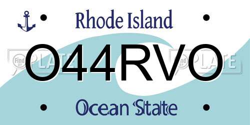 O44RVO Rhode Island License Plate