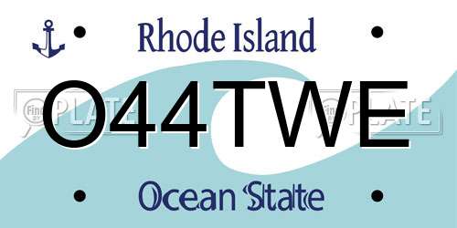 O44TWE Rhode Island License Plate