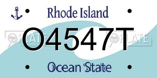 O4547T Rhode Island License Plate