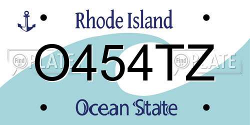 O454TZ Rhode Island License Plate