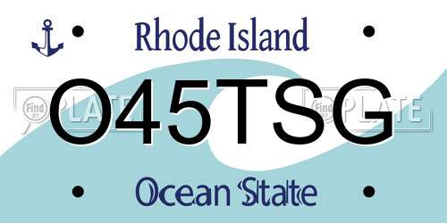 O45TSG Rhode Island License Plate