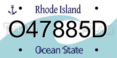 O47885D Rhode Island License Plate