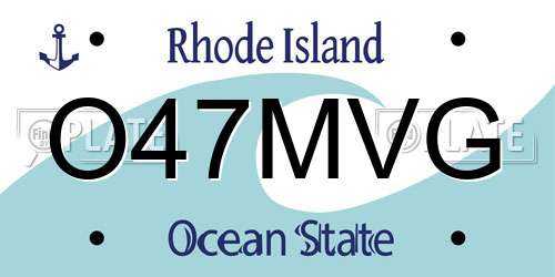 O47MVG Rhode Island License Plate