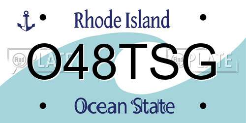 O48TSG Rhode Island License Plate