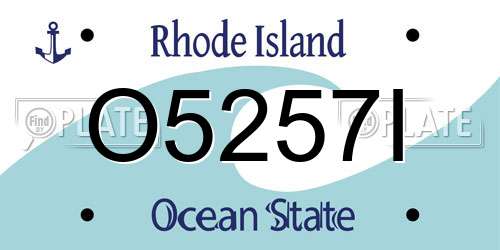 O5257I Rhode Island License Plate