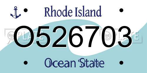 O526703 Rhode Island License Plate