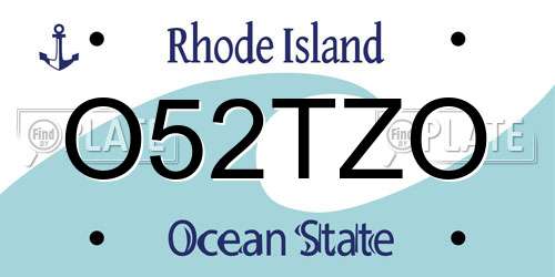 O52TZO Rhode Island License Plate