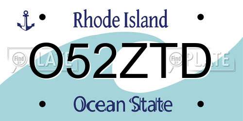 O52ZTD Rhode Island License Plate