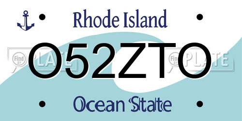O52ZTO Rhode Island License Plate