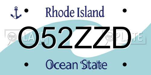 O52ZZD Rhode Island License Plate
