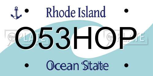 O53HOP Rhode Island License Plate