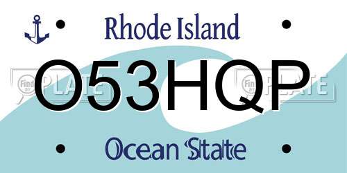 O53HQP Rhode Island License Plate