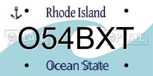O54BXT Rhode Island License Plate