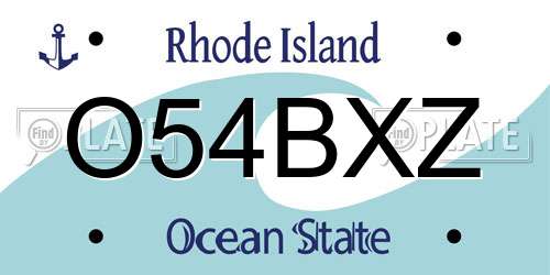 O54BXZ Rhode Island License Plate