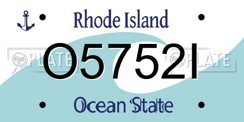 O5752I Rhode Island License Plate