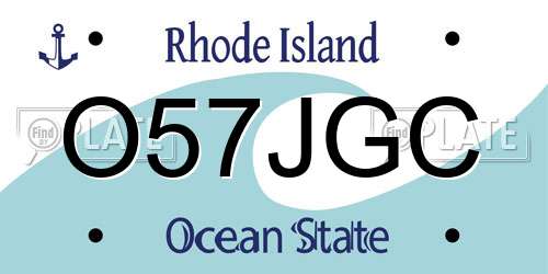 O57JGC Rhode Island License Plate