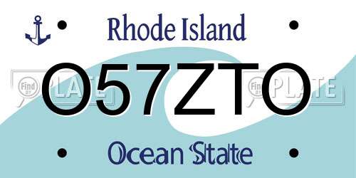 O57ZTO Rhode Island License Plate