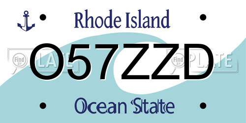 O57ZZD Rhode Island License Plate