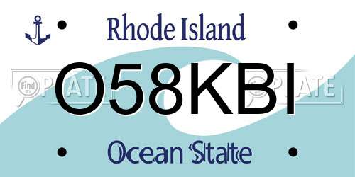O58KBI Rhode Island License Plate