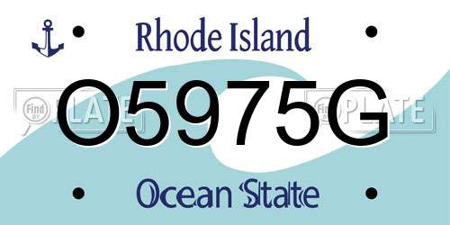 O5975G Rhode Island License Plate