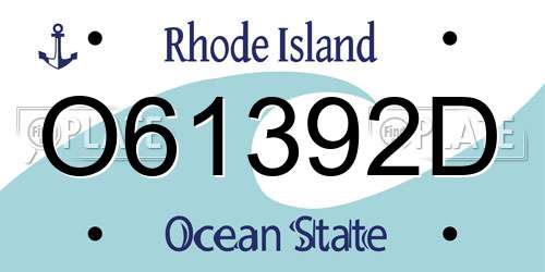 O61392D Rhode Island License Plate