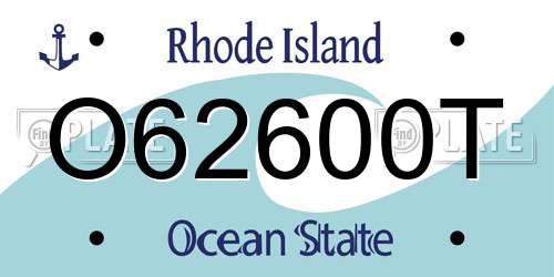 O62600T Rhode Island License Plate