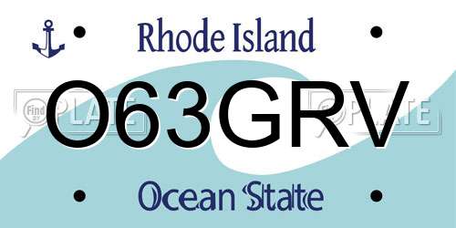 O63GRV Rhode Island License Plate
