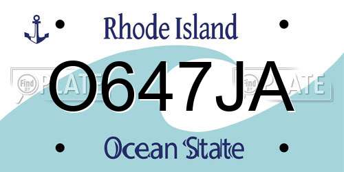 O647JA Rhode Island License Plate