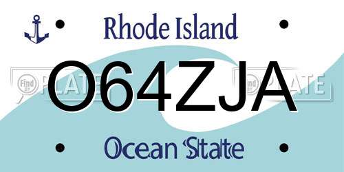 O64ZJA Rhode Island License Plate