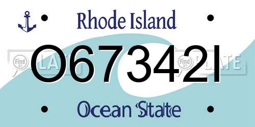 O67342I Rhode Island License Plate