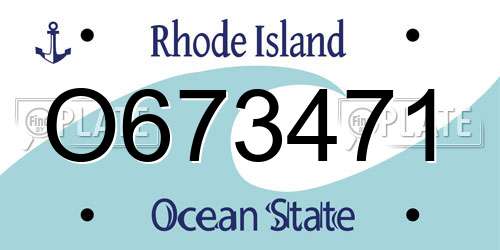 O673471 Rhode Island License Plate