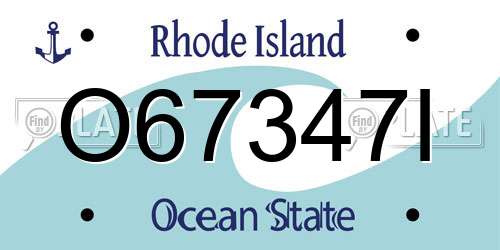 O67347I Rhode Island License Plate